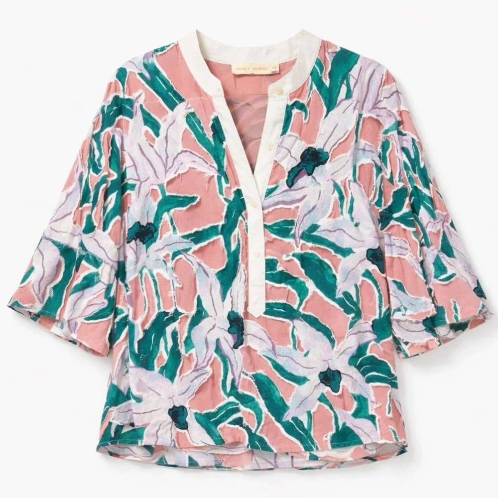 Tory Burch floral layered blouse size 4 excellent like-new condition